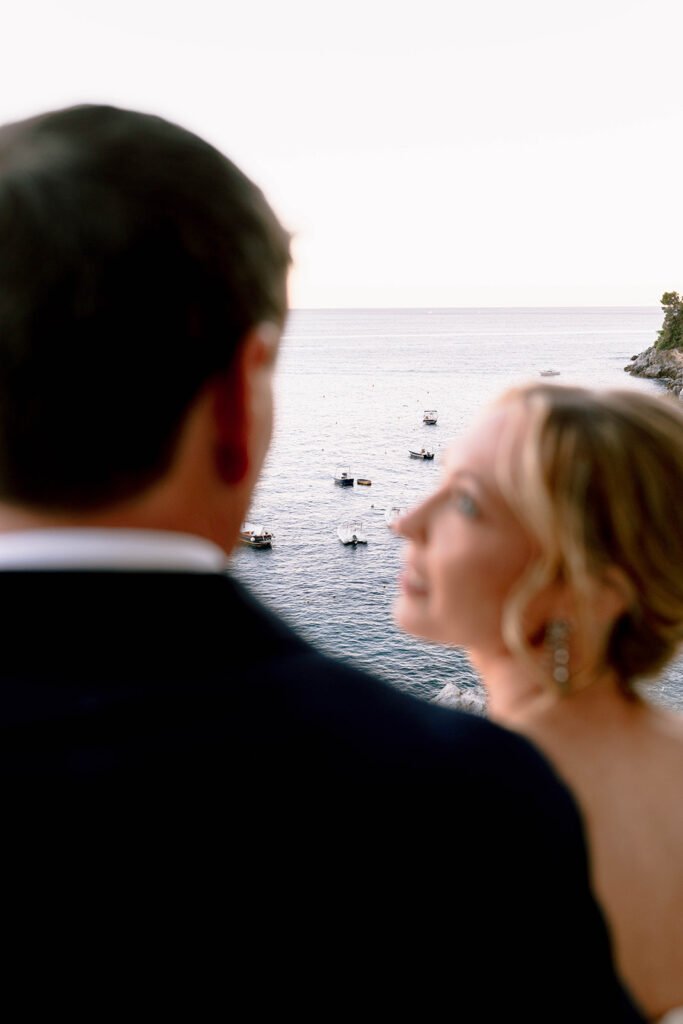 amalfi coast bride and groom wedding portrait